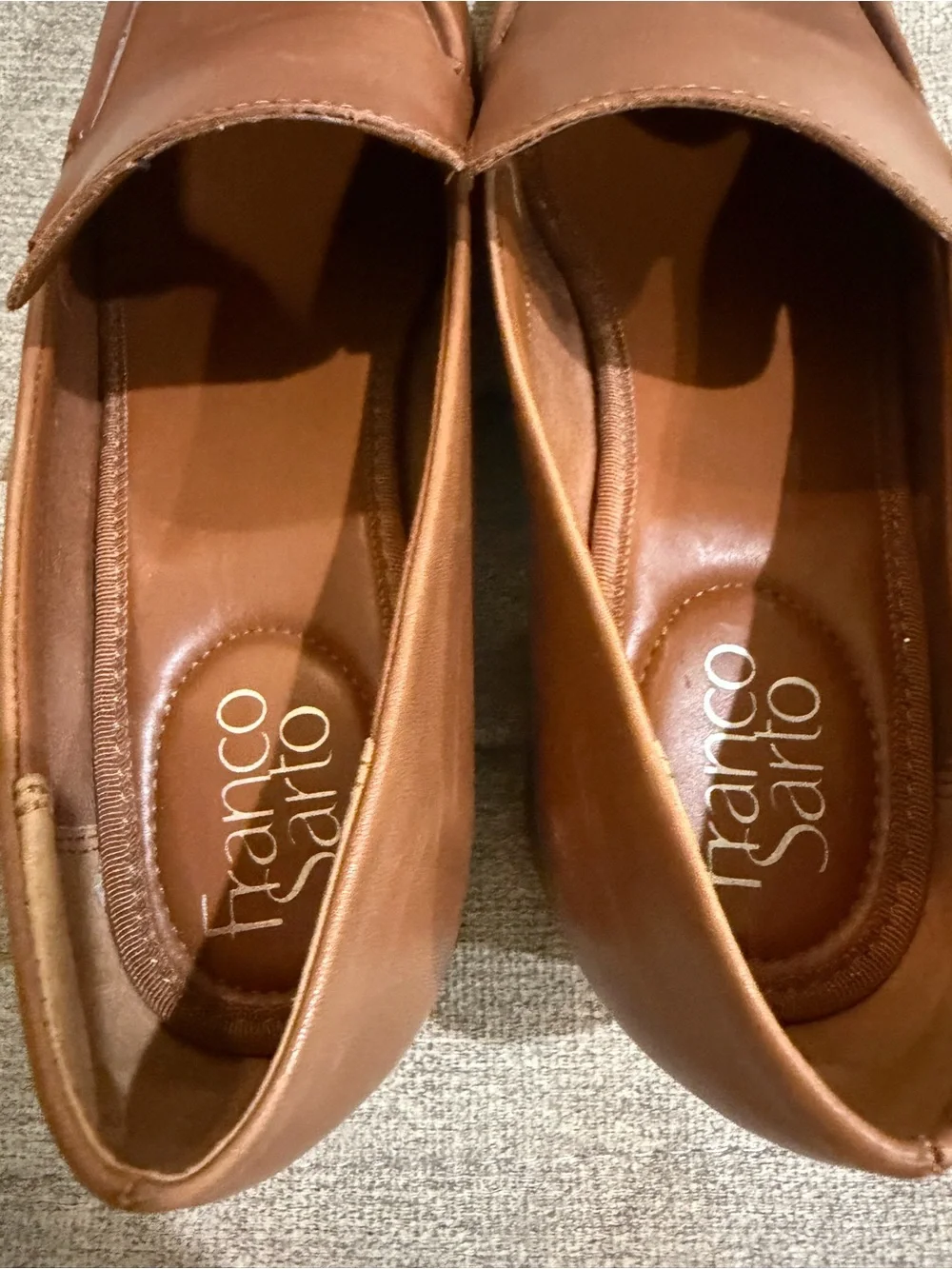Franco Sarto Bocca Tobacco Brown Women's Tan Genuine Leather Slip-On Loafers
